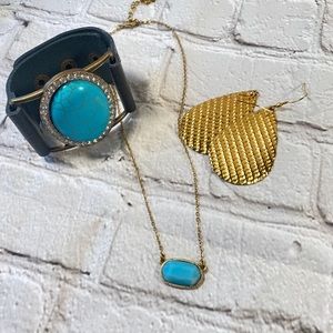 jBloom Turquoise and Gold jewelry set